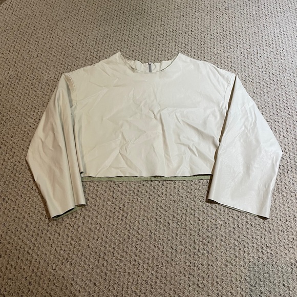 OAK + FORT Tops - Oak + Fort Faux Leather Cropped Longsleeve - Size L